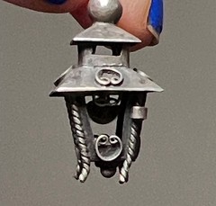 VTG Ornate Sterling Silver Chinese Lantern Pagoda Birdcage Pendant Necklace 925