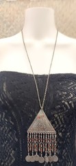 Tribal Chandelier Necklace Ethnic Statement Coin Fringe Vintage Boho Jewelry VTG