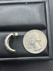 Vintage Sterling Silver Half Hoop Heart Earrings 6 Grams G22