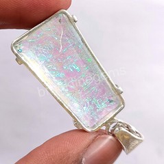 64.75 CT Fancy Natural Ammolite Opal Doublet 925 Silver Pendant EGL Gems 5ARA
