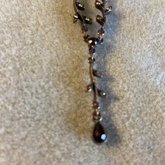 1928 Necklace Beautiful Dainty Vines & Amber Stones Adjustable Length Vintage