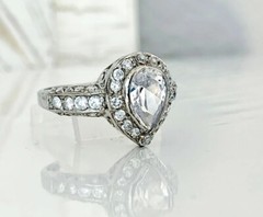 Sterling Silver 925 Wedding CZ Bridal Engagement Ring Designer Band Estate