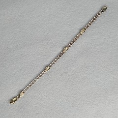 Vintage Vior Sterling Silver Bracelet Link Gold Vermeil Leaves 6 3/4″