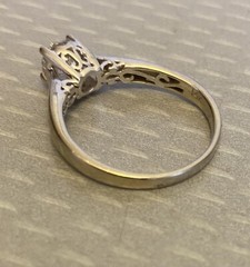 Antique 14K Mine Cut Diamond Ring White Gold 1/2ct Solitaire Art Deco size 9.25