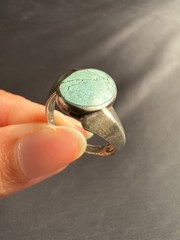 Vintage 925 Sterling Silver Ring Handmade Turquoise Ring Size 9.5 US