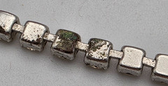 Silver Tone Rhinestone Tennis Choker 15in Box Clasp Square Set Vintage