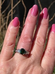 Vintage GIA 2.46ctw Natural Green Cushion Cut Tsavorite Diamond Platinum Ring