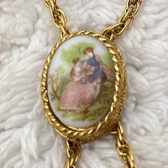Vintage Cameo Necklace Courting Couple 2 Strand Romantic Victorian Revival