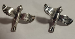 Vintage Silver Tone Flying Swallow Bird Stud Earrings Boho Nature Sparrow Studs