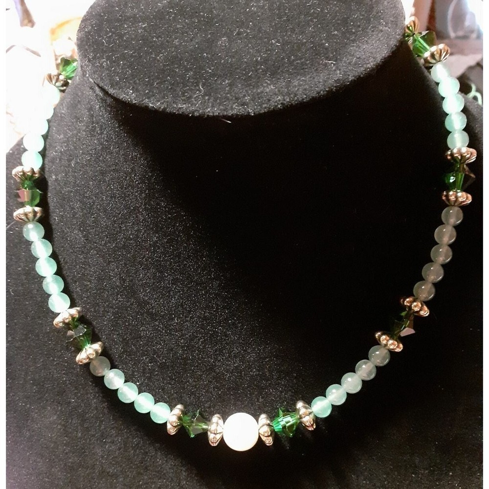 Multicolored Crystal Glass Bead Necklace Faux Pearl
