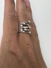 Anna Greta Eker AGE Sterling Silver Norway 5 Prong Jester Modernist Ring Size 8