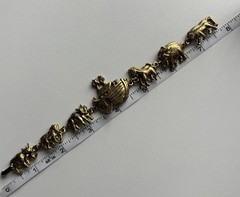 Vintage Noah’s Ark Animal Gold Tone Chunky Round Link Bracelet 7.75in Ladies 30g