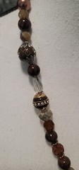 Beautiful Amber Glass Beaded & Stone Pendant Necklace 26 In