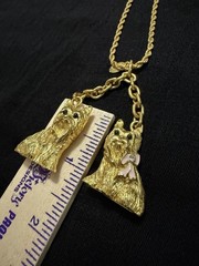 Vintage RARE Signed JOAN RIVERS Yorkie Dog Necklace, Bracelet, and Brooch Set