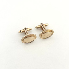 Vintage Hadley USA 12K Yellow Gold Filled Oval Bullet Back Cufflinks