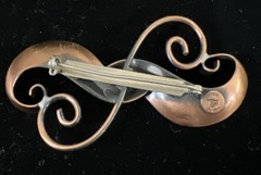 Vintage Bell Trading Post Copper Scroll Pin 2.5 Inches Beautiful Patina Toning