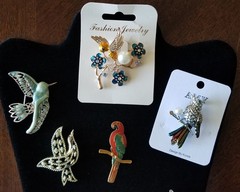 Lot of 10 ~ New to Vintage Bird Pin Brooches ~ Enamel – Rhinestone – Mixed Metal