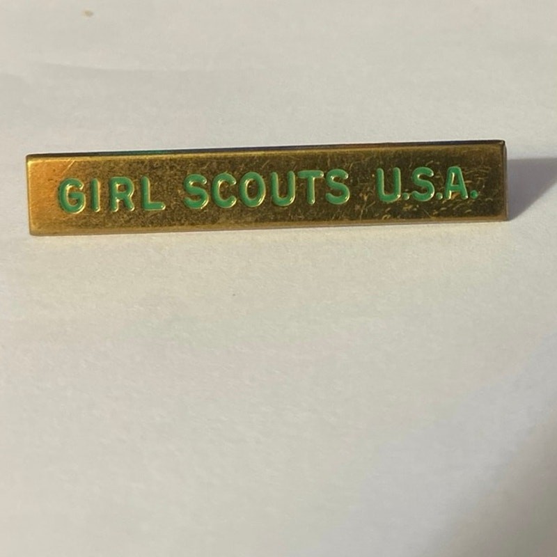 Vintage Girl Scouts Brass PinApproximately 2 inches long x 0.25 inches wide