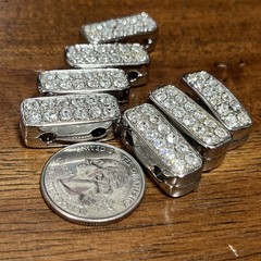 VINTAGE Old Stock Crystal Metal 2 Hole BEADs Exact Lot Of 7