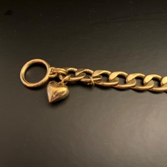 Vintage Juicy Couture Heart Charm Gold tone Link Bracelet 7″