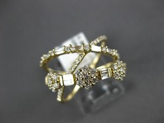LARGE .99CT DIAMOND 14KT YELLOW GOLD ROUND & BAGUETTE MULTI FLOWER INFINITY RING