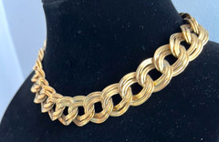 ANNE KLEIN Signed GOLD TONE DOUBLE-LINK CHAIN 15″ STATEMENT CHOKER NECKLACE!