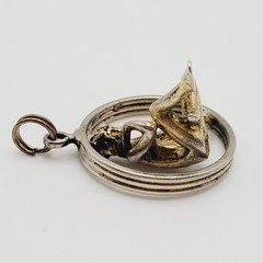 Modernist Woman Thinker Dimensional Figure in Circle Vintage Pendant Charm