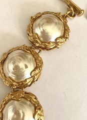 YSL Yves Saint Laurent FAUX BAROQUE PEARL MEDALLION LINKS VTG NECKLACE ~ AS IS