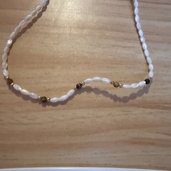 Pearl And Silver And Gold Choker Necklace Vintage
