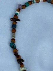 VINTAGE 1970s SOUTHWESTERN MULTI-STONE SEED BEAD NECKLACE ROSE QUARTZ TURQUOISE