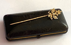 Antique Imperial Faberge 14k 56 Solid Gold Diamonds KF Pin Brooch