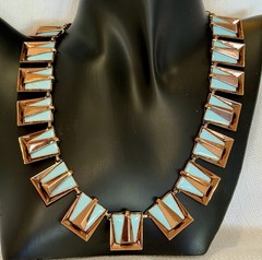 1950’s Vintage MATISSE RENOIR CHILE NECKLACE MCM Copper & TURQUOISE Enamel