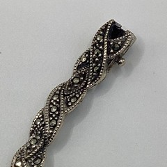Vintage 7.5” Sterling Silver W/ Marcasite Bracelet Signed TK 925 Weighs 0.519oz