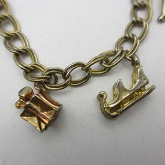 Vtg Christmas Charm Bracelet Santa Sleigh Reindeer Teddy Bear Present Gold Tone