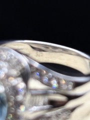 LARGE 2.50 CT DIAMOND & AAA AQUAMARINE 925 STERLING OVAL PEAR SHAPE HALO RING