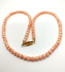 Vintage Lucoral 18″ Angel Skin Coral 3.42 MM Bead Necklace!