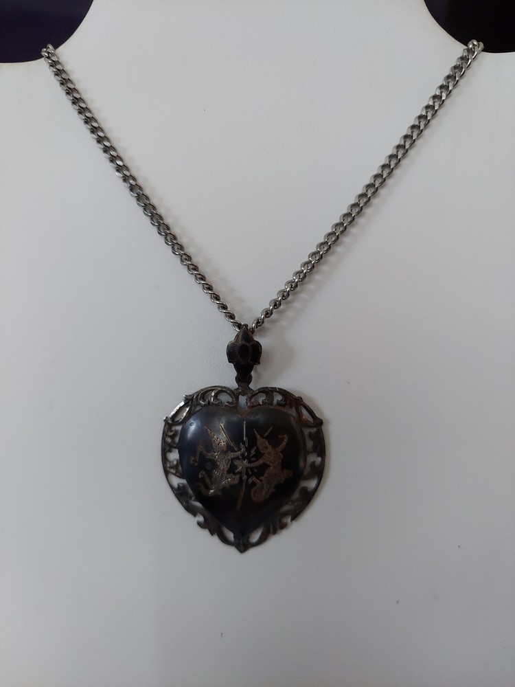 Siam Sterling Silver Pendant and Earrings Set Vintage Patina