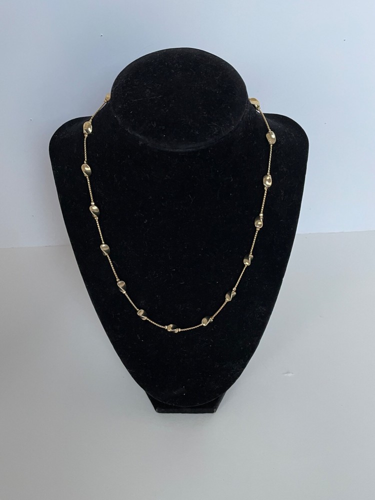 Revlon necklace Gold Tone Chain Station twisted beads Vintage 17″ long DS72