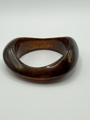 Vtg Lucite Acrylic Tortoiseshell Chunky Bracelet Asymmetrical Resin Swirl A