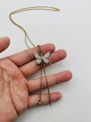 Vintage 1979 Avon Butterfly 17” Silver & Gold Tone Lariat Dangle Style Necklace