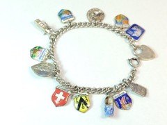 Vintage REU 800 Enamel City Shield Euro 12 Charm Bracelet Silver Sterling