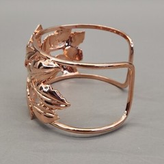 Vintage Wide Cuff Bracelet Leaf Rose Gold Tone BBJ JTV 8″