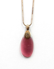 Vintage KC Collections Kenneth cole 16″ Antique Gold Tone Chain 2″ Pink Pendant