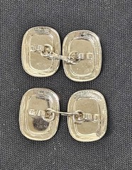 Vintage Art Deco 10K White Gold Cufflinks Etched Buttons 2.51 Grams
