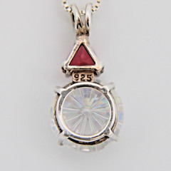 Vintage AGI 925 Italy Pink Tourmaline Supernova Quartz Solitaire Necklace 4.59g