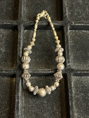 Vintage sterling silver 925 bracelet wire strung beads size 6 1/4