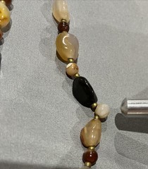 Vintage Semi Precious Stone Necklace Natural Polished Agate Jasper Barrel Clasp