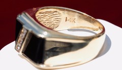 14k yellow gold ring 0.16ct diamond onyx size 8.5 vintage handmade 9.8gr N2303