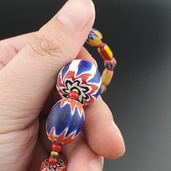 Vintage Venetian Style Multicolor Chevron Glass Beads Necklace 22In | 5.2–18.2mm
