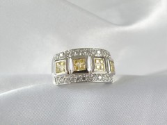 Victoria Wieck Sterling Silver 925 Channel Set Yellow CZ Ring Size 8
